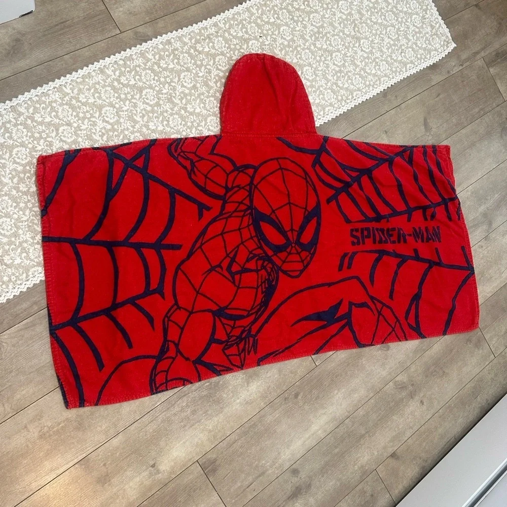 Marvel Spider-Man Kids Hooded Bath Towel Cozy Cotton Terry Black Red